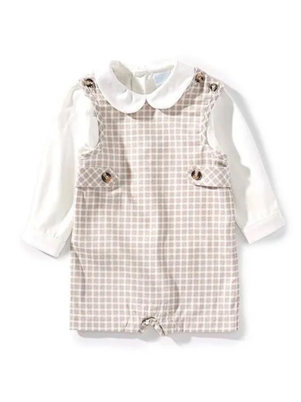 Edgehill Collection Cream & Tan Checked Baby Matching Set